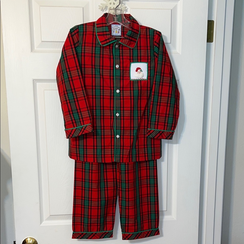 Christmas Pajamas Kids Red Plaid by Three Sisters